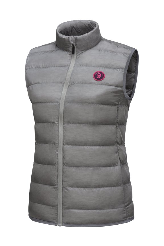 Women's Lightweight Puffer Vest – Sleeveless Jacket for Golf, Hiking & Casual Winter Use, Light Gray Heather, M
