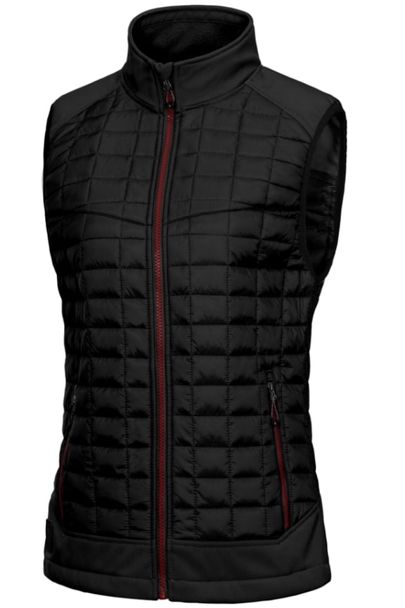 Women's Lightweight Puffer Vest, Warm Outdoor Sleeveless Jacket for Hiking Travel Running Golf, Black M