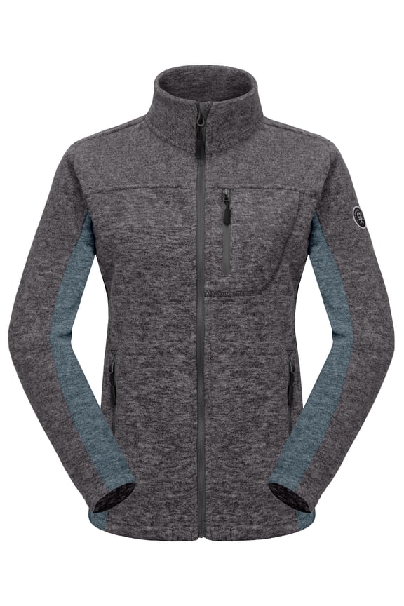 Women's Lightweight Recycled Polar Fleece Hiking Jacket Full Zip Thermal Ski Jacket Outerwear Dark Grey Heather S