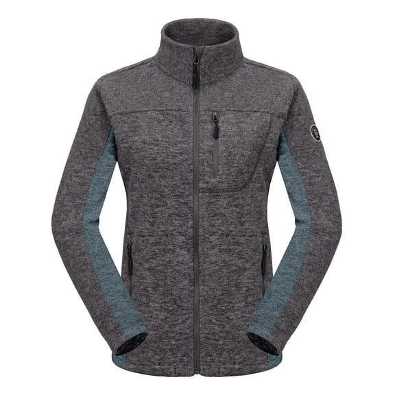 Little Donkey Andy Women's Lightweight Recycled Polar Fleece Hiking Jacket Full Zip Thermal Ski Travel Outerwear Dark Grey Heather XS