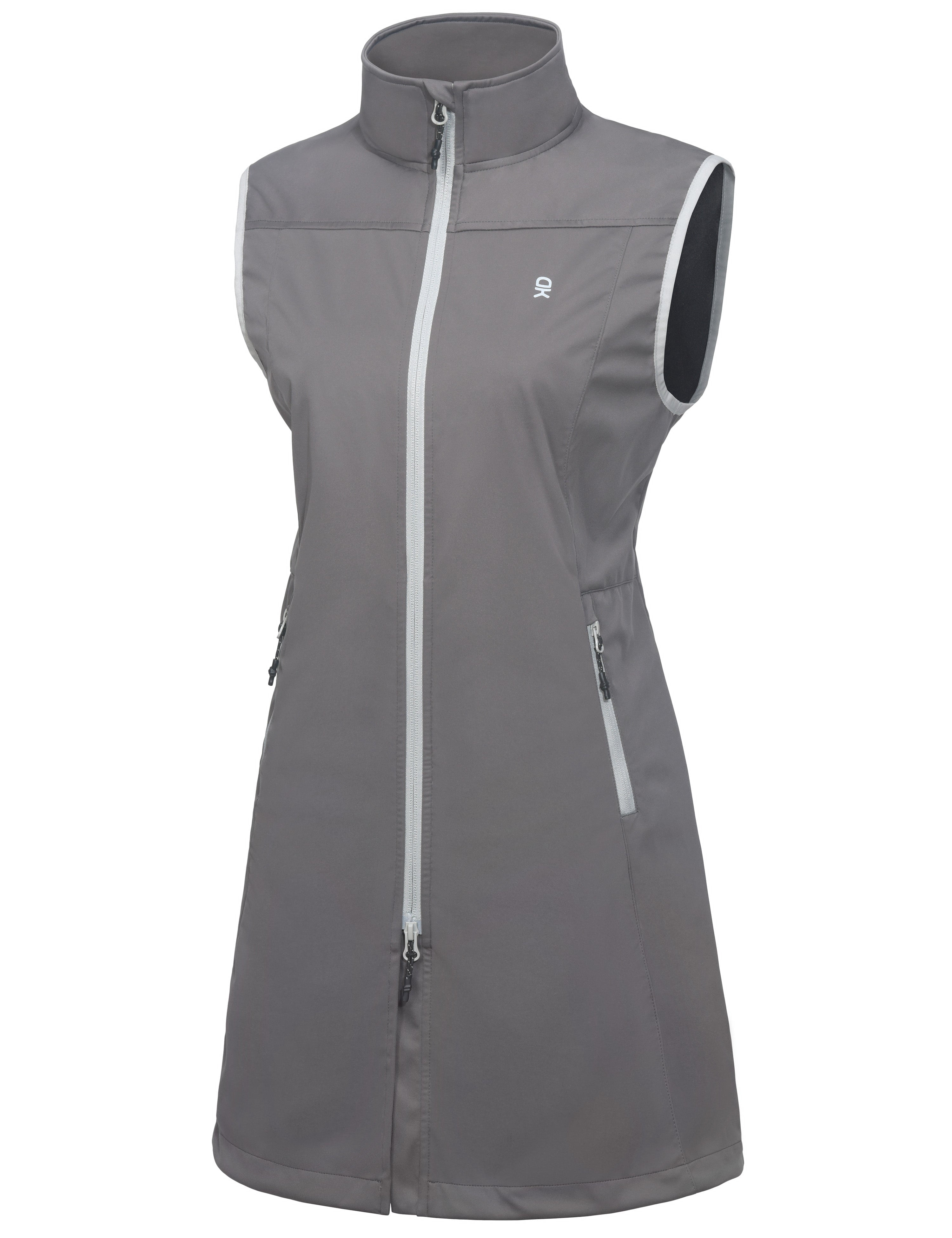 Little Donkey Andy Women's Lightweight Softshell Long Vest, Windproof Sleeveless Jacket for Golf Running Hiking Travel Gray L