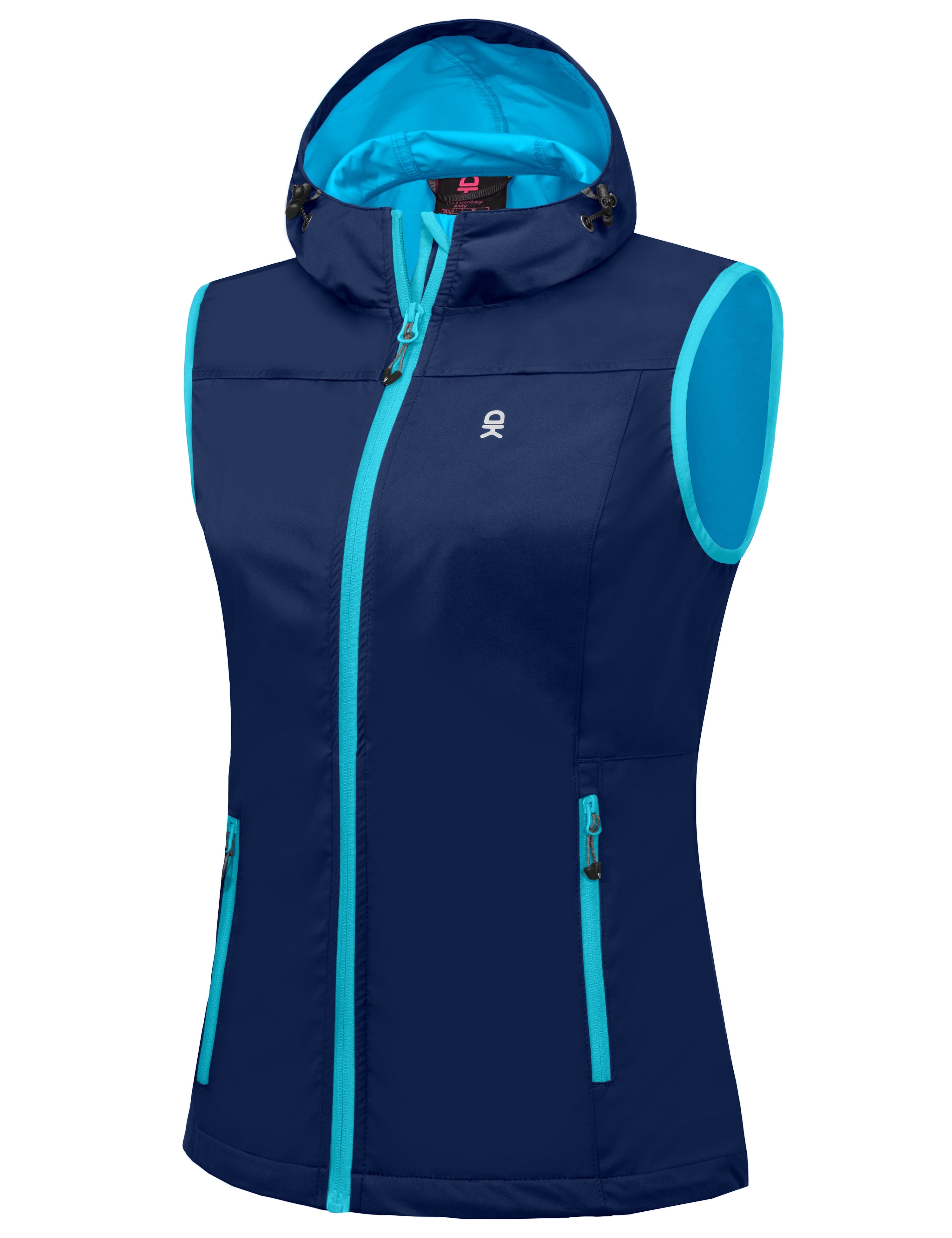 Little Donkey Andy Women's Lightweight Softshell Vest, Hooded Windproof Sleeveless Jacket for Golf Travel Hiking Running Blue S