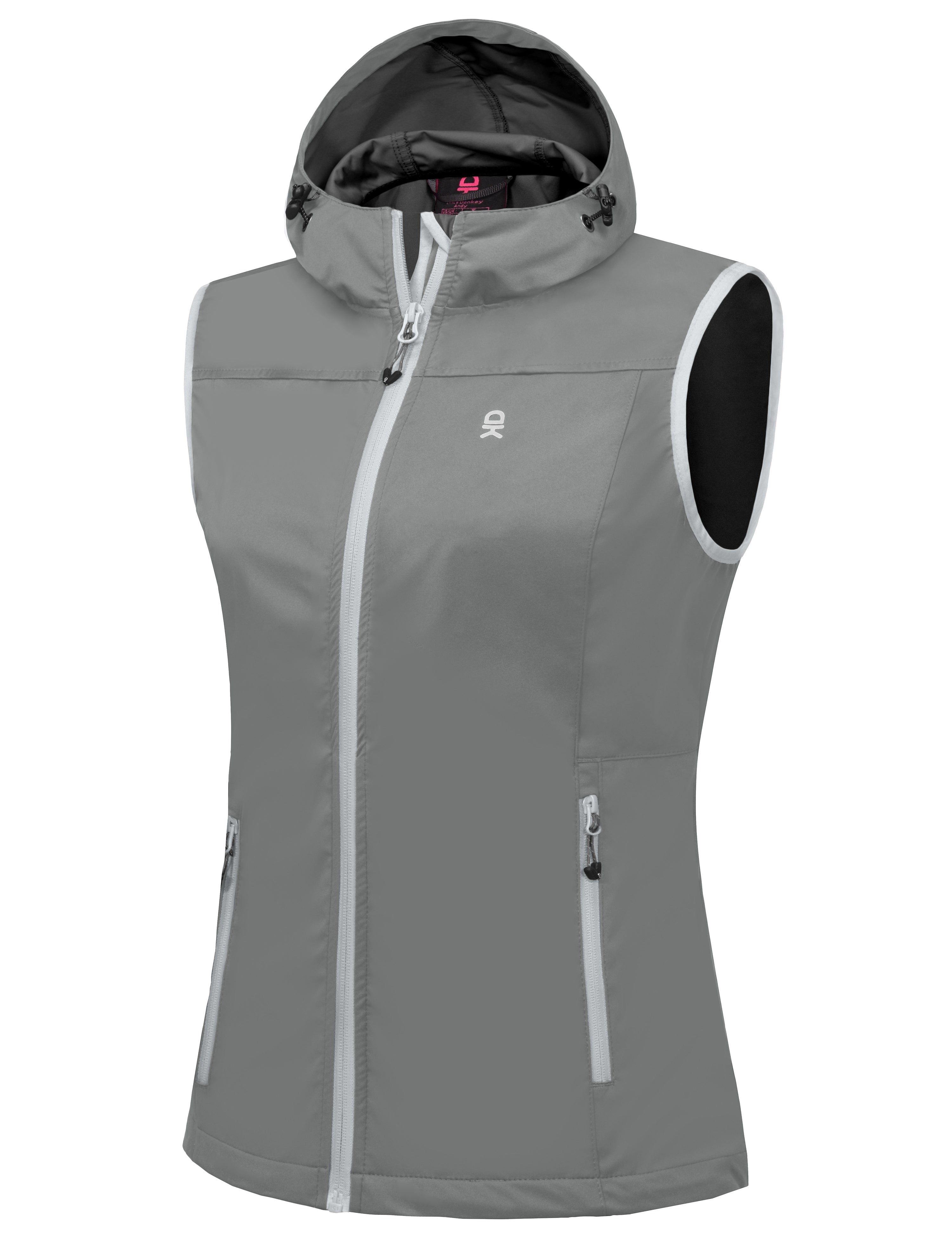 Little Donkey Andy Women's Lightweight Softshell Vest, Hooded Windproof Sleeveless Jacket for Golf Travel Hiking Running Gray S