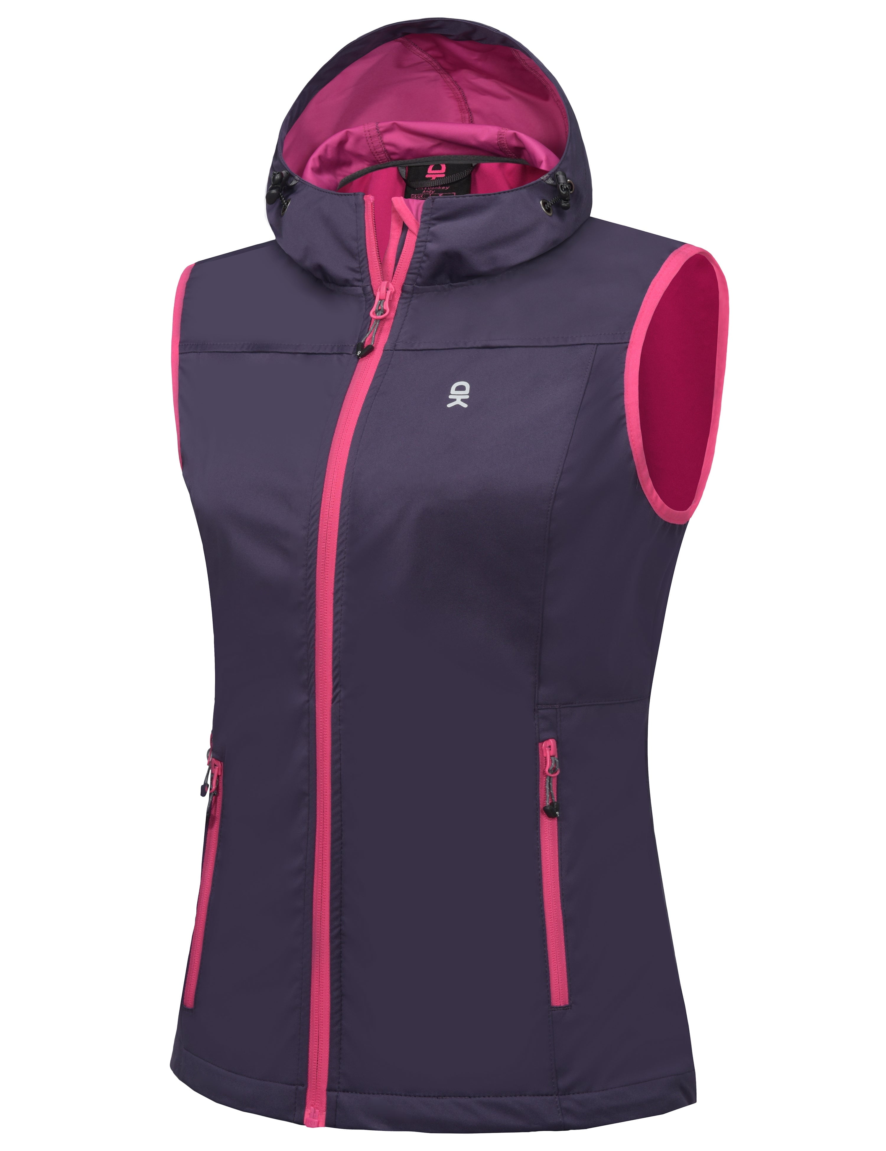 Little Donkey Andy Women's Lightweight Softshell Vest, Hooded Windproof Sleeveless Jacket for Golf Travel Hiking Running Purple XS
