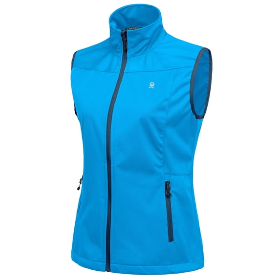 Women's Lightweight Softshell Vest, Windproof Sleeveless Jacket for Running Hiking Travel, Bright Blue S