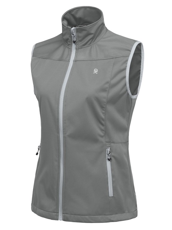 Women's Lightweight Softshell Vest, Windproof Sleeveless Jacket for Running Hiking Travel, Gray S