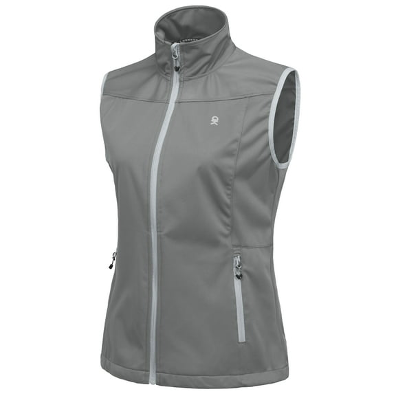 Little Donkey Andy Women's Lightweight Softshell Vest, Windproof Sleeveless Jacket for Running Hiking Travel, Gray XL