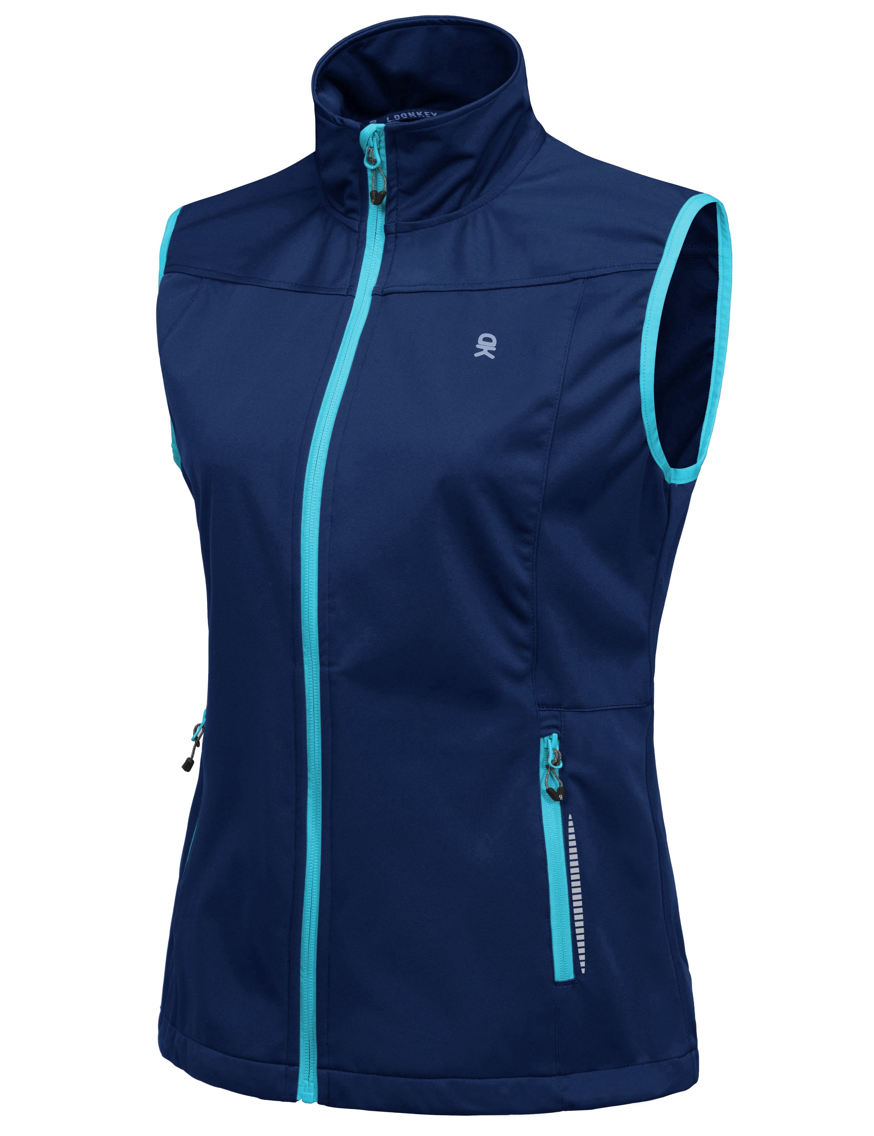 Little Donkey Andy Women's Lightweight Softshell Vest Windproof Sleeveless Jacket for Running Hiking Travel Reflective Blue S