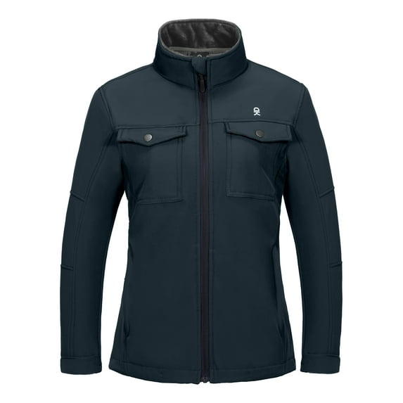 Little Donkey Andy Women's Lightweight Stand Collar Jacket Water Resistant Windbreaker Fleece Lined Warm Coat Black Blue XS