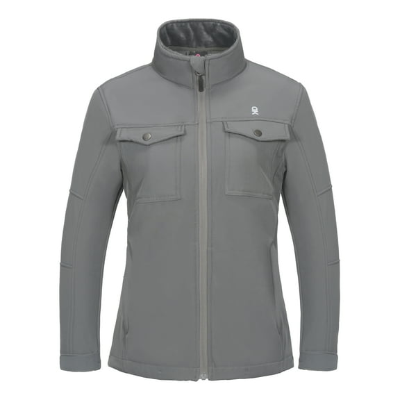 Little Donkey Andy Women's Lightweight Stand Collar Jacket Water Resistant Windbreaker Fleece Lined Warm Coat Iron Grey L