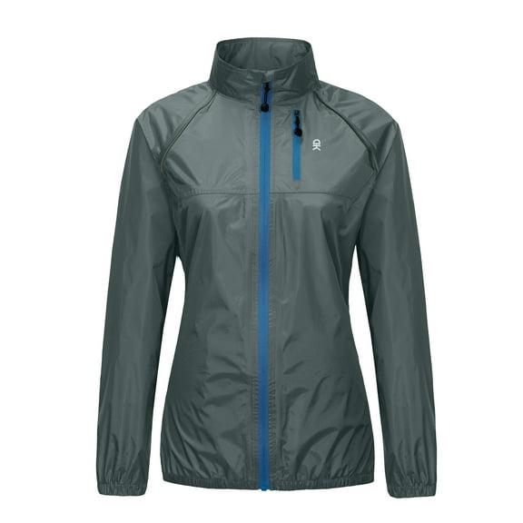 Little Donkey Andy Women's Lightweight Waterproof Cycling Running Stretch Jacket, Ultralight Windbreaker, Packable Gray Size L