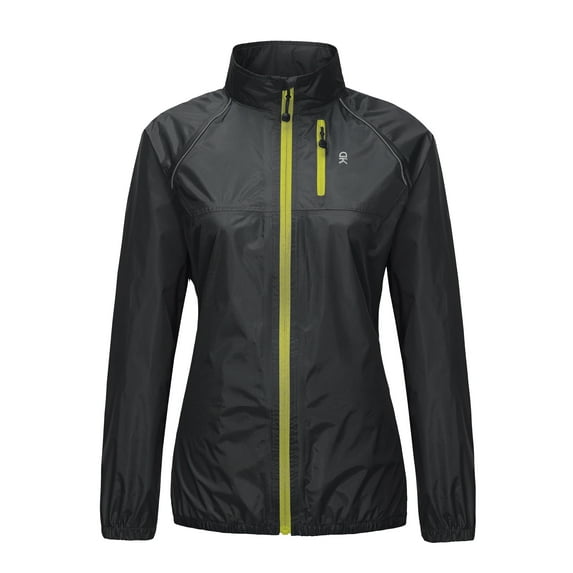 Little Donkey Andy Women's Lightweight Waterproof Cycling Stretch Jacket, Ultralight Windbreaker, Packable Black Size XL
