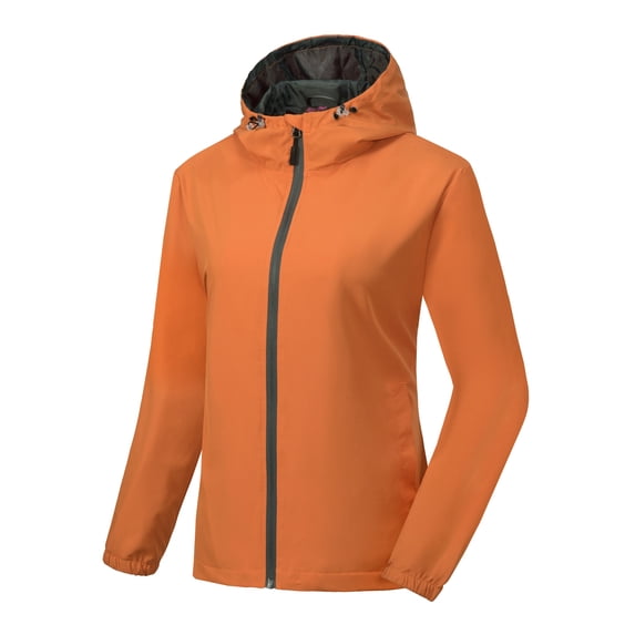 Little Donkey Andy Women's Lightweight Windbreaker Jacket with Hood Breathable Windproof Spring Fall Summer Jacket Hiking Running Golf UPF50+ Orange L