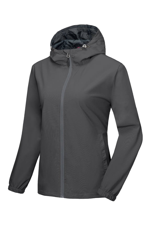 Women's Lightweight Windbreaker Jacket with Hood Breathable Windproof Spring Fall Summer Jacket Hiking Running Golf UPF50+ Grey S