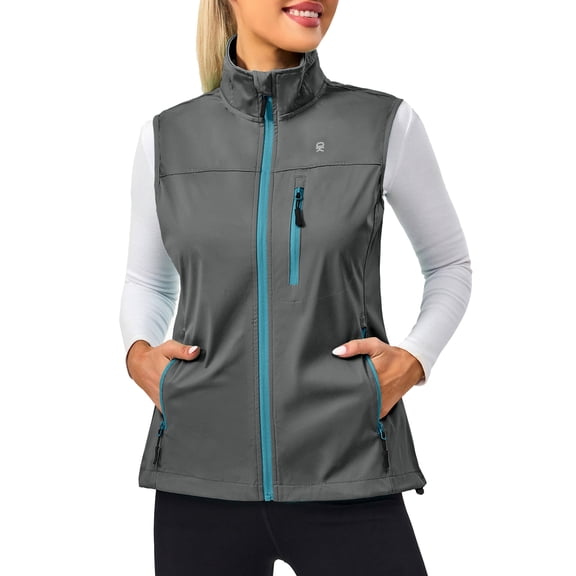 Little Donkey Andy Women's Lightweight Windproof Softshell Vest for Golf Tennis Running Cycling Pure Gray S