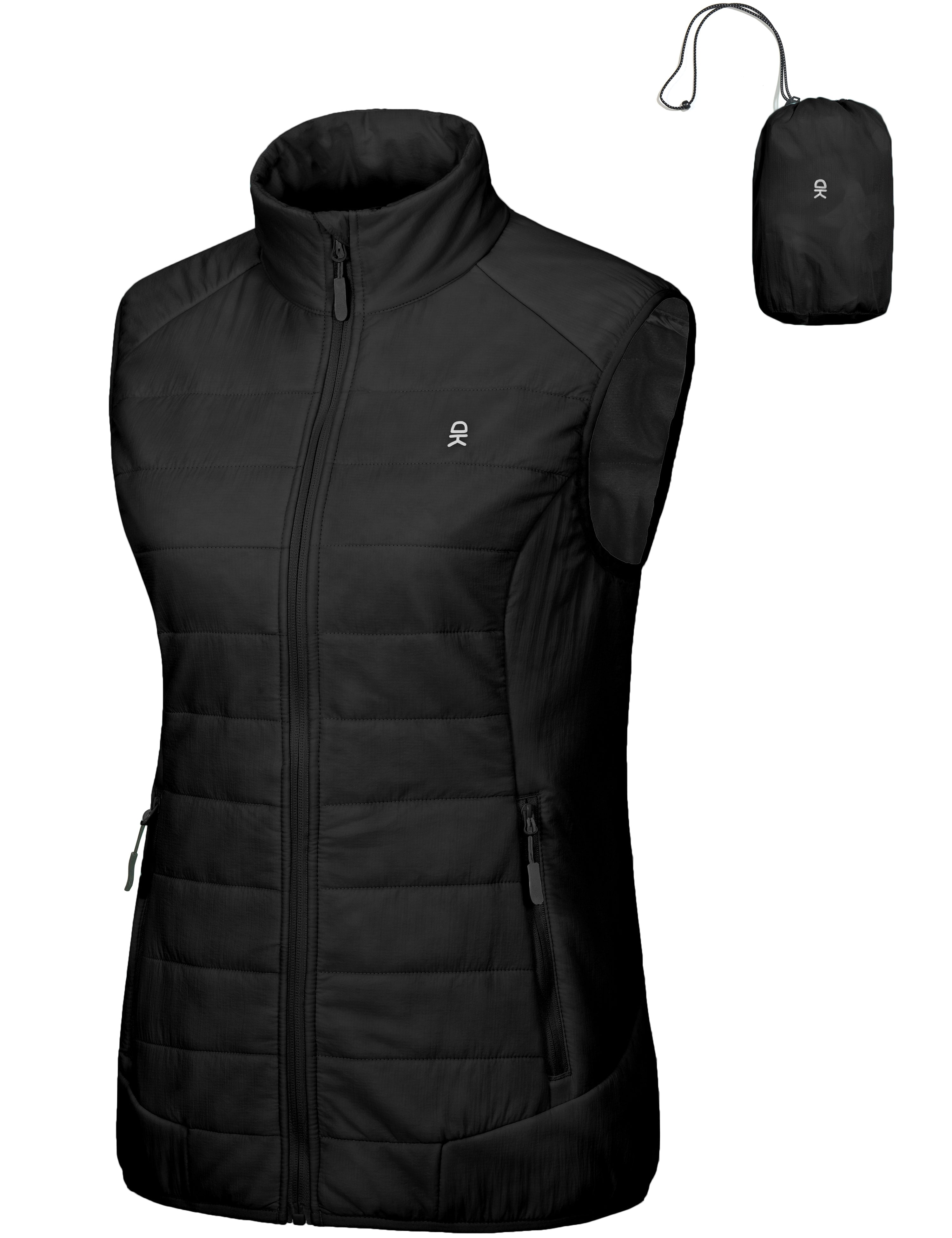 Little Donkey Andy Women's Packable Lightweight Puffer Vest with Recycled Insulation for Running Hiking Black S
