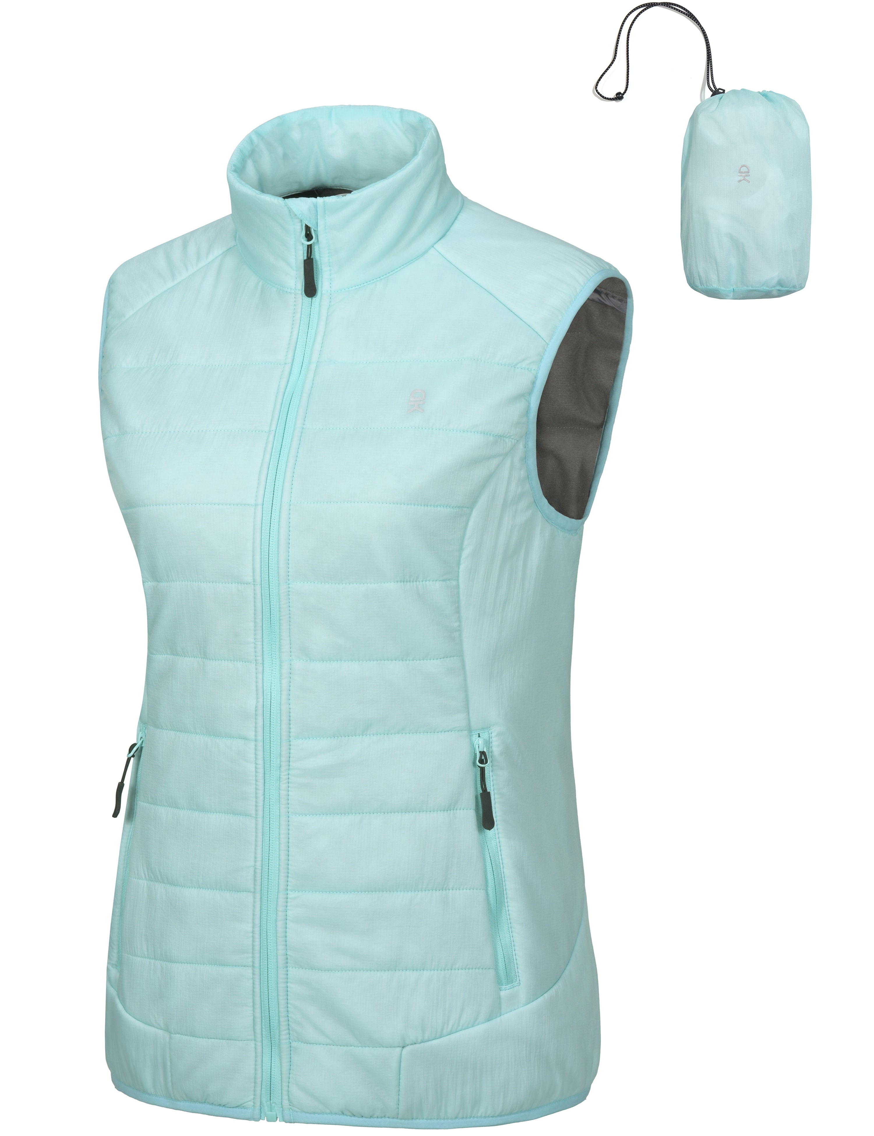 Little Donkey Andy Women's Packable Lightweight Puffer Vest with Recycled Insulation for Running Hiking Blue Glow XS