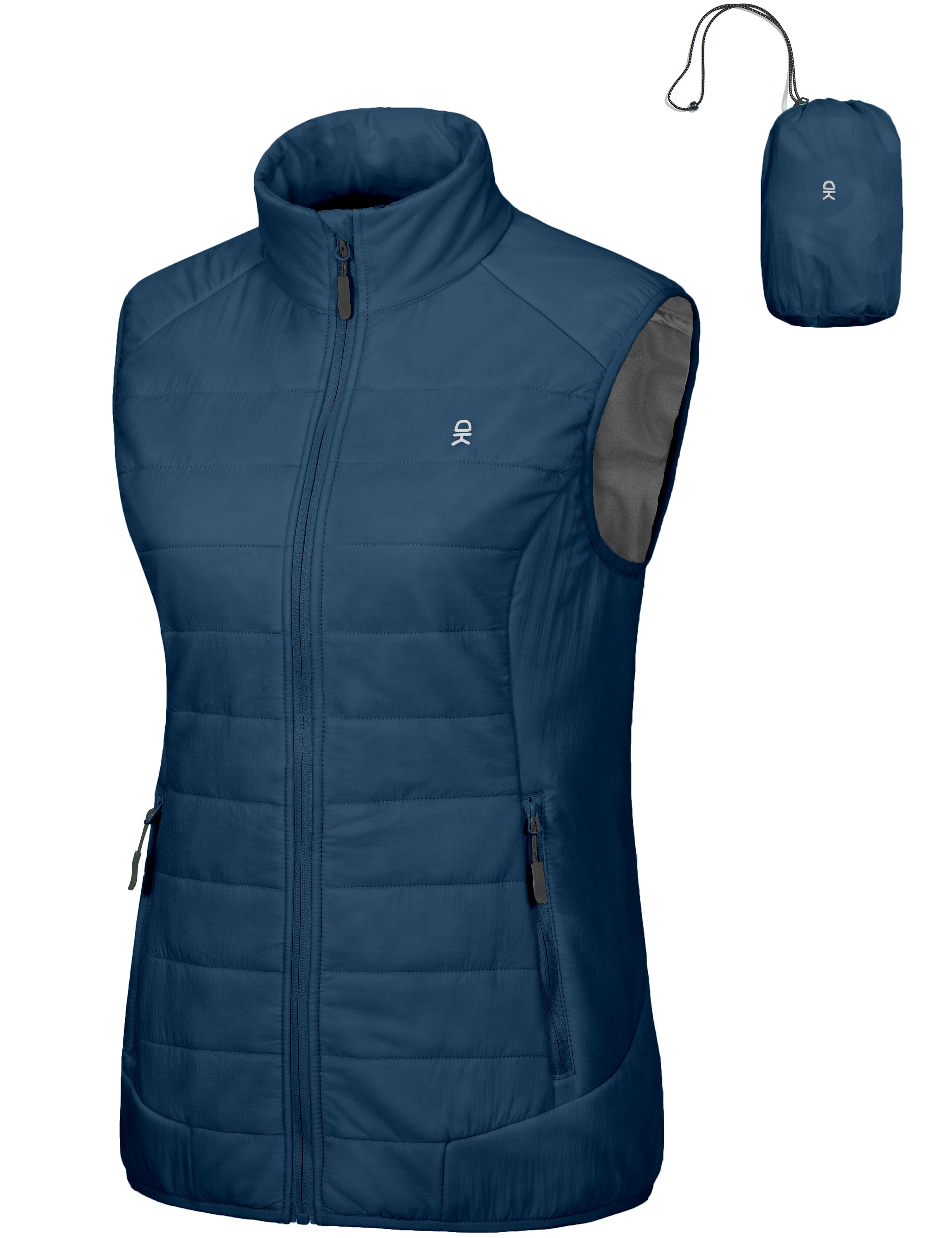 Little Donkey Andy Women's Packable Lightweight Puffer Vest with Recycled Insulation for Running Hiking Bluesteel L