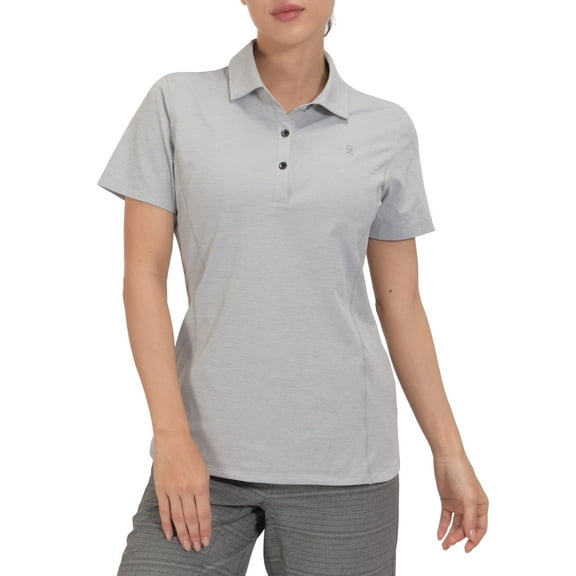 Little Donkey Andy Women's Polo Shirt - UPF 51+ Sun Protection, Quick-Dry, Lightweight, Stretch for Golf, Tennis, and Outdoor Sports Light Gray S