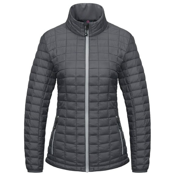 Little Donkey Andy Women's Puffer Jacket, Lightweight Warm Hiking Jacket with Post-Consumer Synthetic Insulation Grey L