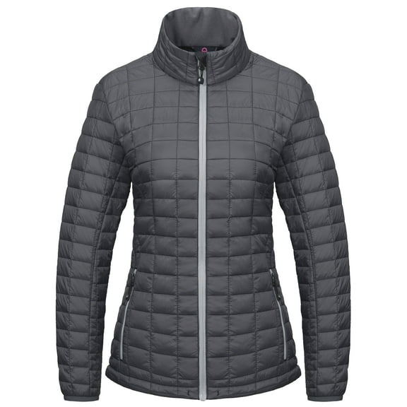 Little Donkey Andy Women's Puffer Jacket, Lightweight Warm Hiking Jacket with Post-Consumer Synthetic Insulation Grey XS