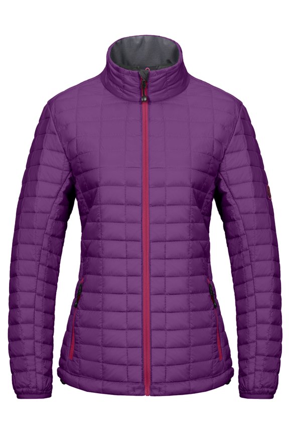Women's Puffer Jacket, Lightweight Warm Hiking Jacket with Post-Consumer Synthetic Insulation Purple M