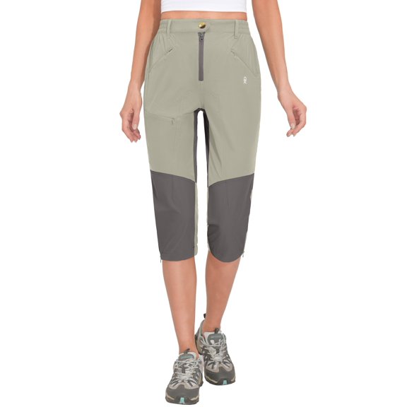 Little Donkey Andy Women's Quick Dry Capri 3/4 Hiking Lightweight Stretch Water-Resistant Pants Golf Casual Light Khaki XL