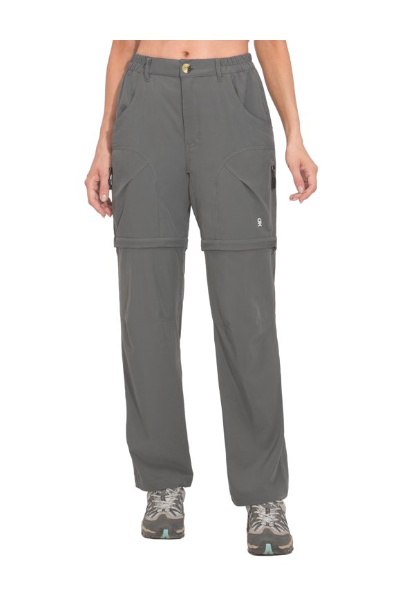 Women's Quick Dry Convertible Zip Off Pants Lightweight Hiking Travel Camping Steel Grey S