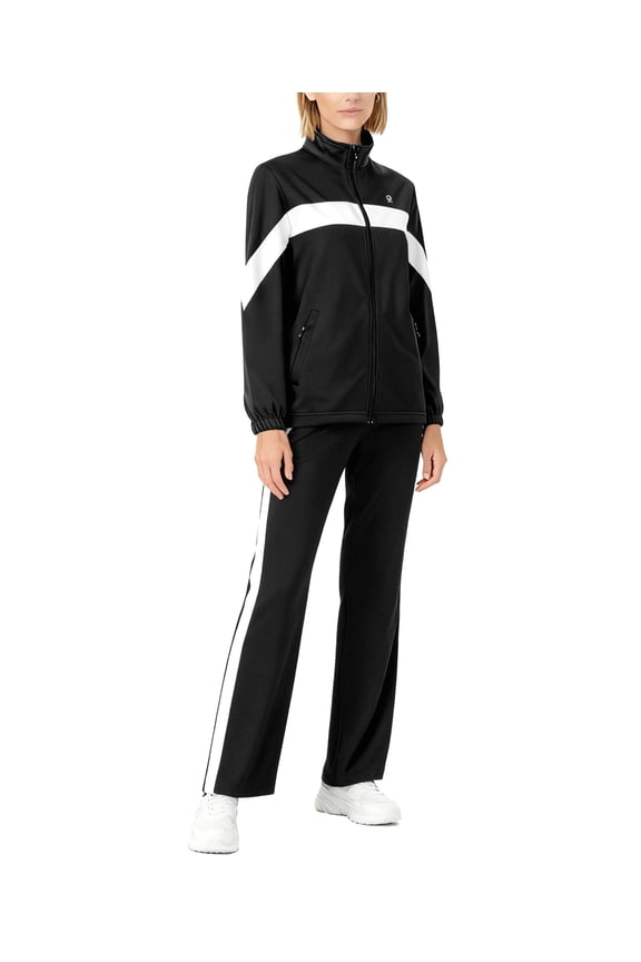 Women's Quick-Dry 2-Piece Sweatsuit Set - Stretch, Breathable, Durable for Active and Lounge Wear (Black XL)