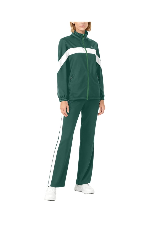 Women's Quick-Dry 2-Piece Sweatsuit Set - Stretch, Breathable, Durable for Active and Lounge Wear (Green XS)
