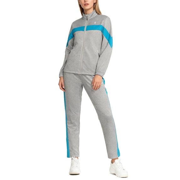Women's 2Pc Full Zip Tracksuit, 4 Way Stretch Breathable with Zipper Pockets for Golf Running Casual Light Gray S
