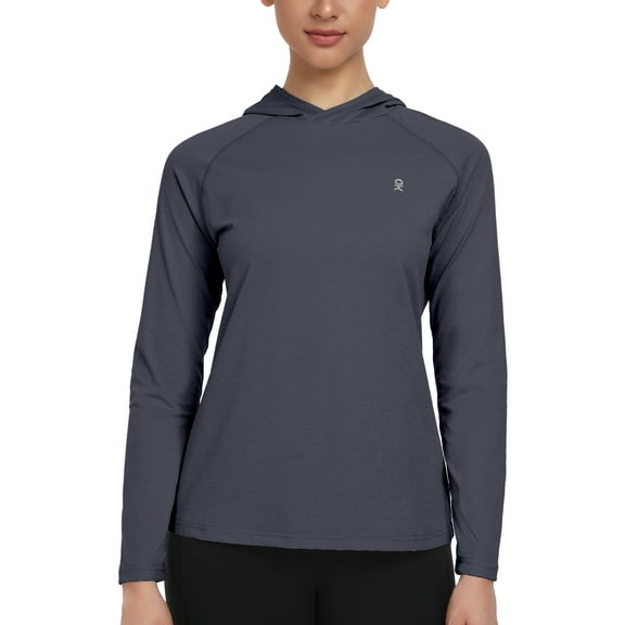 Little Donkey Andy Women's Quick Dry Sun Protection UPF Hoodie Shirt Long Sleeve Breathable for Fishing Hiking Outdoor（Deep gray S）