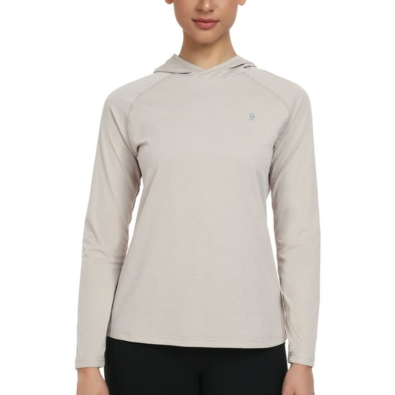 Little Donkey Andy Women's Quick Dry Sun Protection UPF Hoodie Shirt Long Sleeve Breathable for Fishing Hiking Outdoor(Light khaki XL)