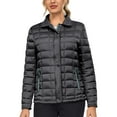 thumbnail image 1 of Little Donkey Andy Women's Quilted Puffer Jacket Lightweight Insulated Jacket Full Zip Thermal Padded Winter Coat with Pockets Carbon black S, 1 of 6