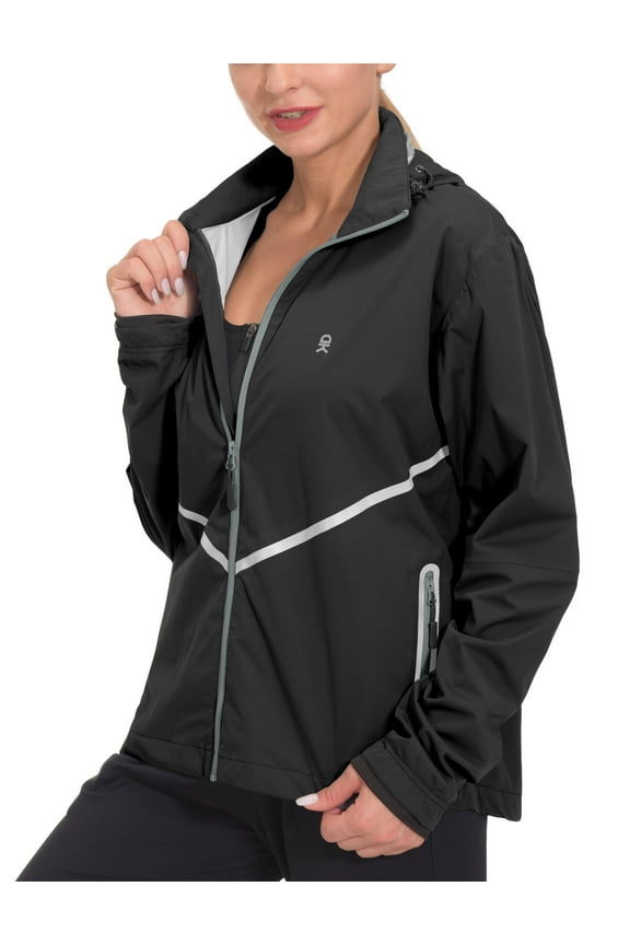 Women's Rain Running Jacket Cycling Bike Coat Lightweight Windproof Waterproof Black M