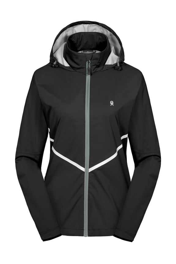 Women's Rain Running Jackets Cycling Windbreakers Lightweight Waterproof Reflective Windproof Black L