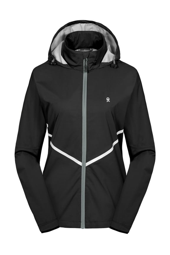 Women's Rain Running Jackets Cycling Windbreakers Lightweight Waterproof Reflective Windproof Black S