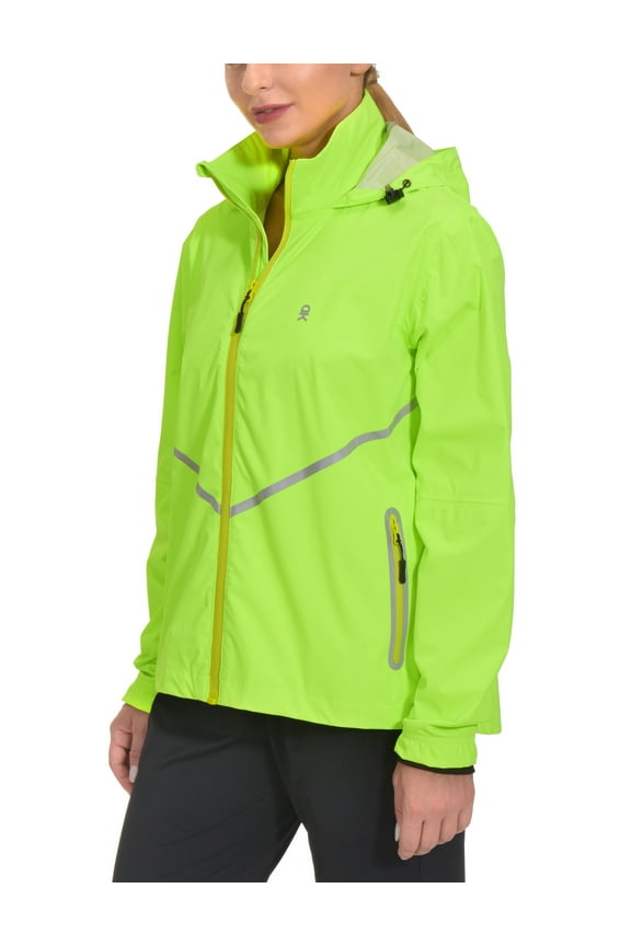 Women's Rain Running Jackets Cycling Windbreakers Lightweight Waterproof Reflective Windproof Fluorescent Yellow M