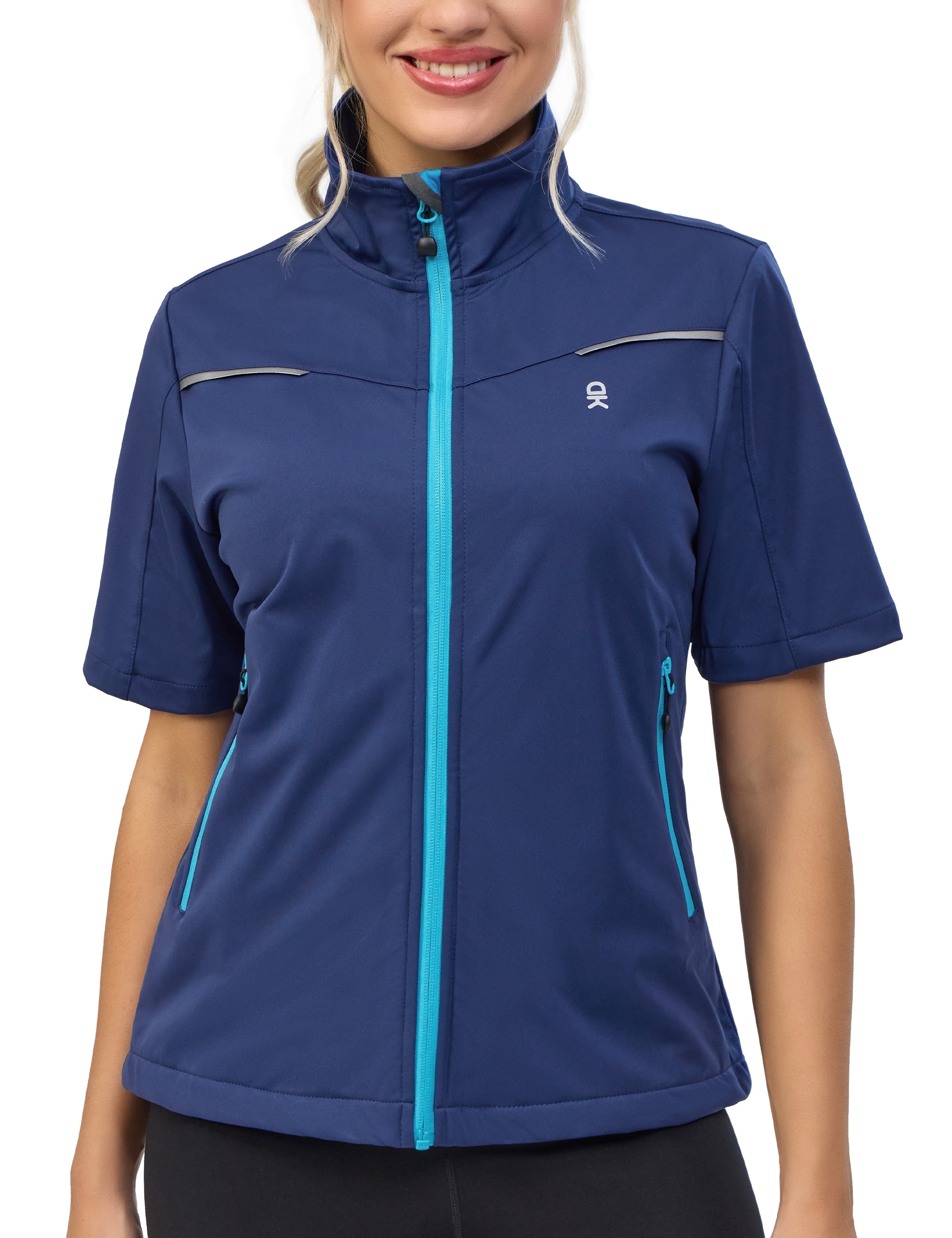 Little Donkey Andy Women's Short Sleeve Jacket Windproof Lightweight Vest for Golf Hiking Running Blue XXL