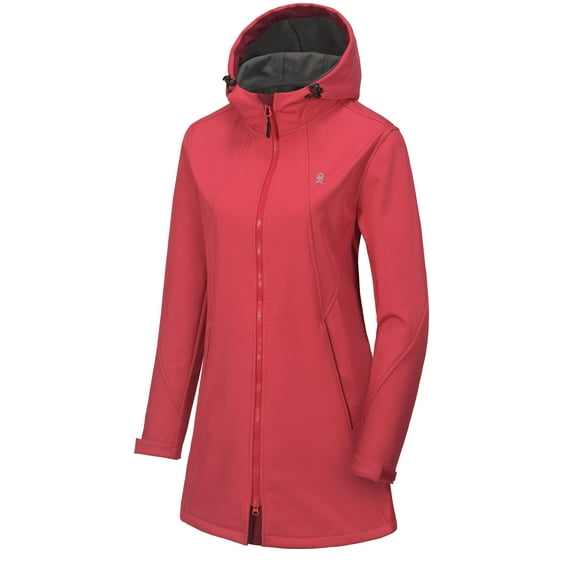 Little Donkey Andy Women's Softshell Fleece Lined Jacket with Hood Windbreaker Insulated Long Warm Rain Jacket (Red XS)