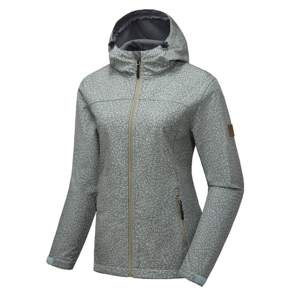 Little Donkey Andy Women's Softshell Jacket Hooded Windproof Fleece Lined Jackets, Water Repellent and Lightweight Khaki Floral M