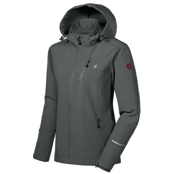 Little Donkey Andy Women's Softshell Jacket Ski Jacket with Removable Hood, Fleece Lined Charcoal Heather Size M