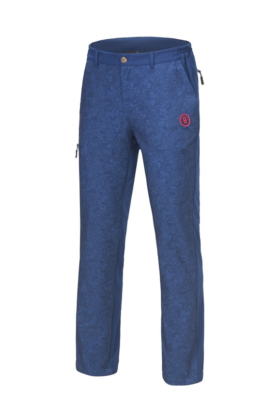 Women's Softshell Pants – Fleece-Lined & Water-Repellent, Designed for Hiking, Skiing & Snowboarding Blue Stars S