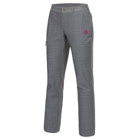 Little Donkey Andy Women's Softshell Pants – Fleece-Lined & Water-Repellent, Designed for Hiking, Skiing & Snowboarding Gray Plaid L