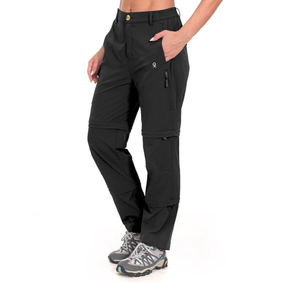 Little Donkey Andy Women's Stretch Convertible Pants, Zip Off Quick Dry Hiking Pants Black Size XS