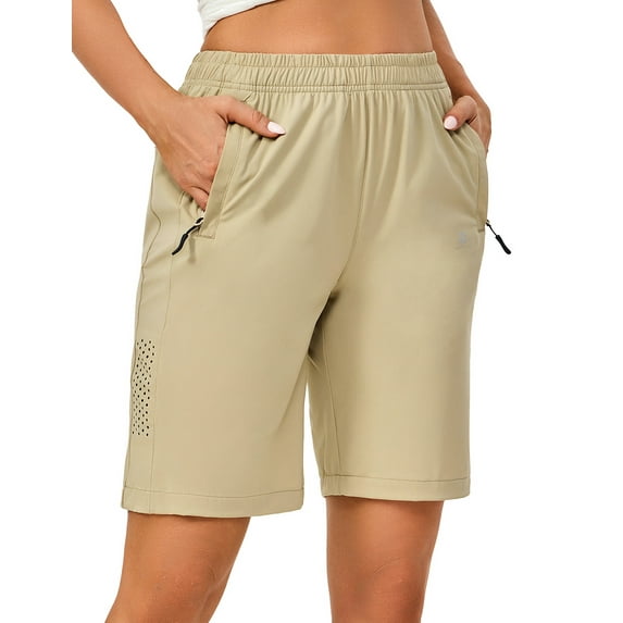 Little Donkey Andy Women's Stretch Hiking Shorts Quick Dry Lightweight Athletic Shorts for Running Golf Khaki XL