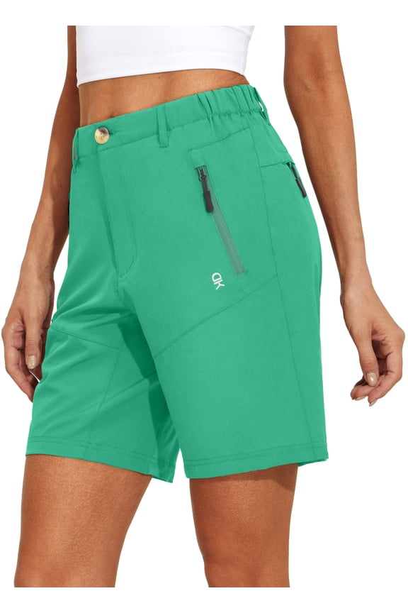 Women's Stretch Quick Dry Cargo Shorts Hiking Camping Travel Green XS