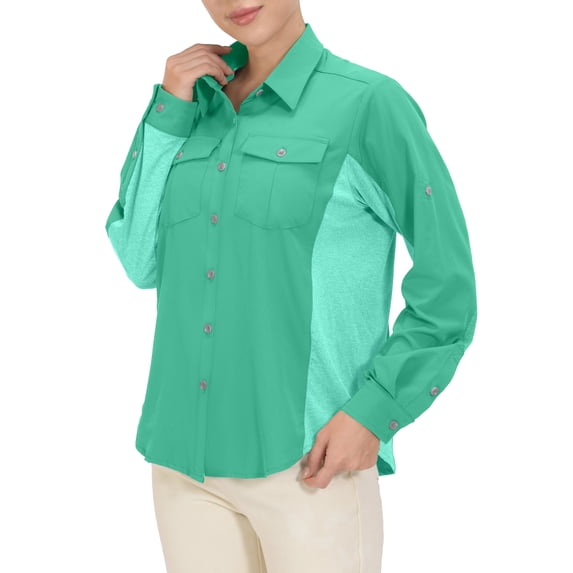 Little Donkey Andy Women's Stretch Quick Dry Lightweight Shirts UPF50+ for Hiking, Travel, Camping Seafoam XL