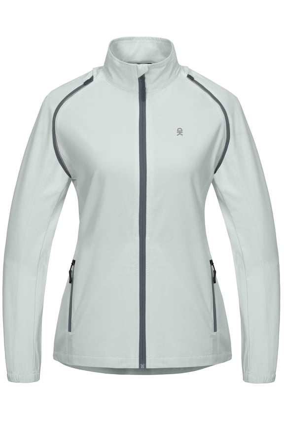Women's Lightweight Waterproof Cycling Jacket with Removable Sleeves for Biking Running Golf Light Gray M