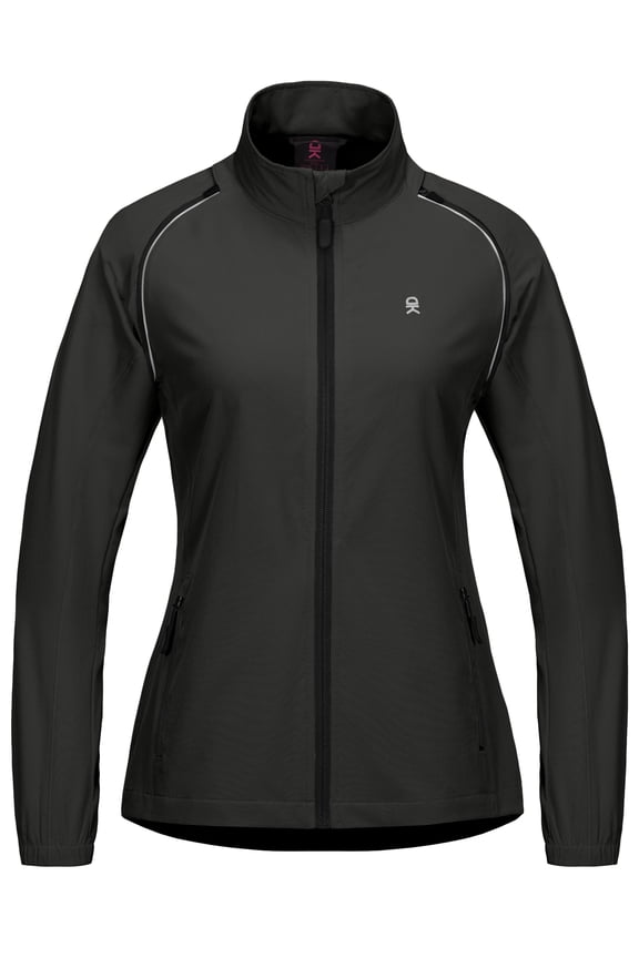 Women's Lightweight Waterproof Cycling Jacket with Removable Sleeves for Biking Running Golf Black M